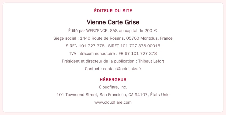 Coordonnées légales de l&rsquo;éditeur et de l&rsquo;hébergeur du site
